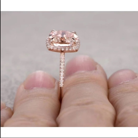 New Rose Gold Oval Cut Champagne Ring - Picture 3 of 5